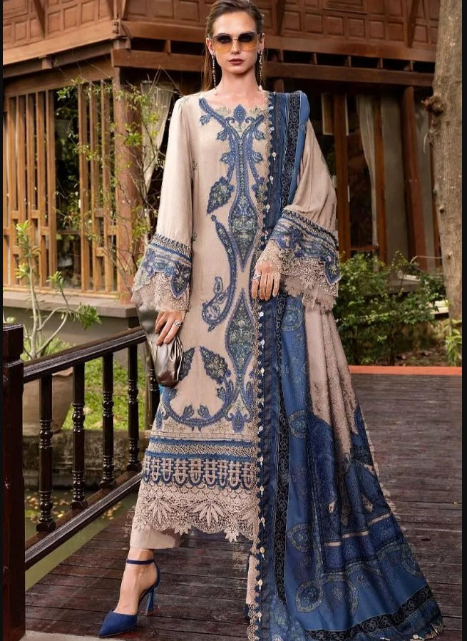 Beige Embroidered Suit