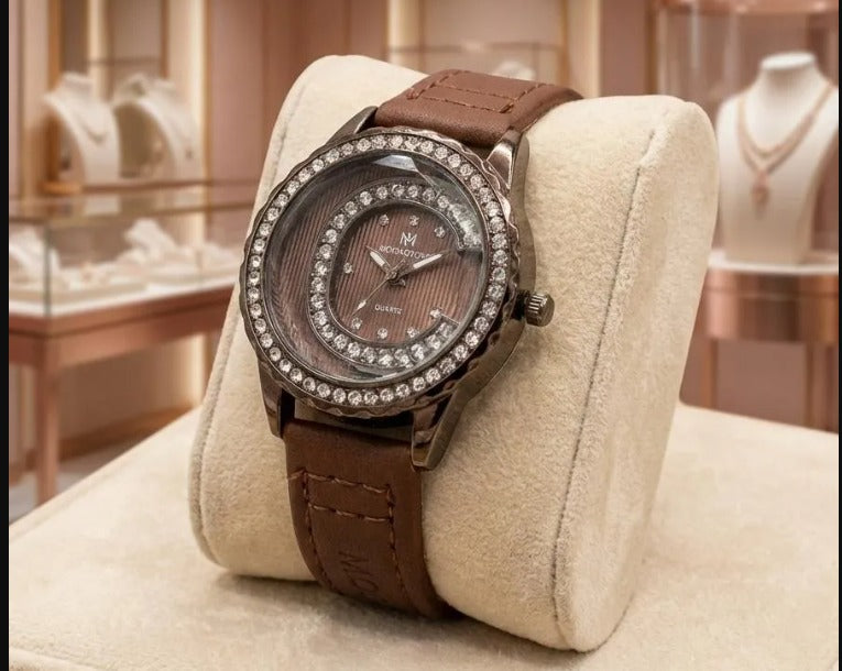Rhinestone Leather Watch